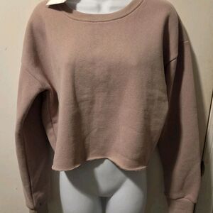 Amazhiyu Women’s Crop Top Mauve Sweat Shirt NEW WITH TAGS Medium linen
